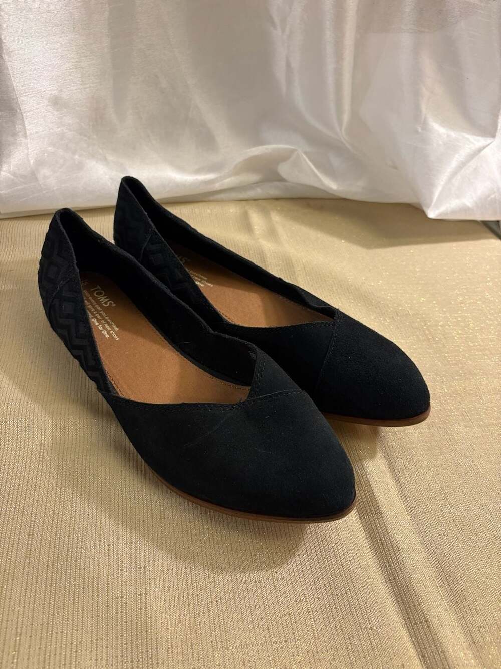 TOMS Jutti Suede Diamond Flat Size 10 Black